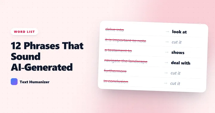 Cover image for the article: 12 Words and Phrases That Make Writing Sound AI-Generated (and What to Write Instead)